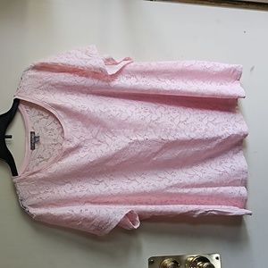 Roz & Ali Pink Lace T shirt 3x Short Sleeve